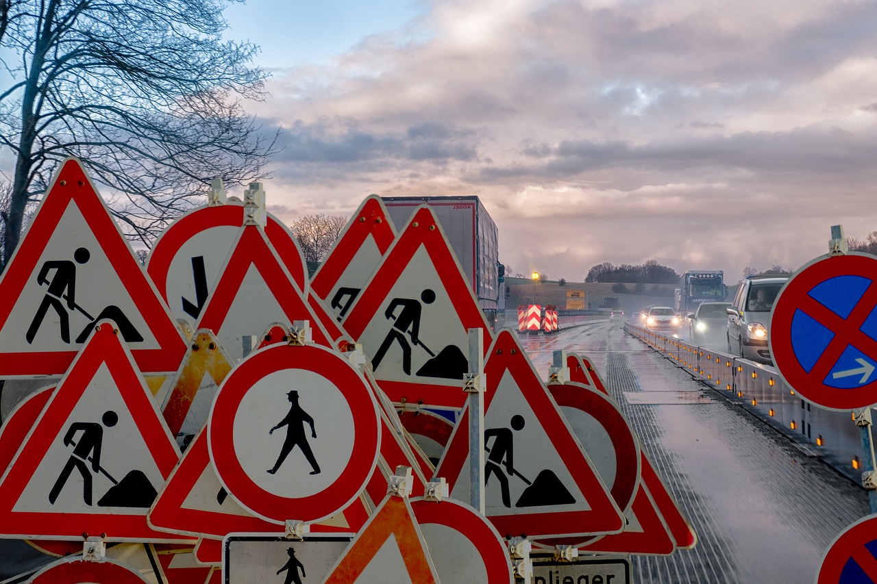 Baustelle Straße Schilder